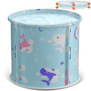lot 1637 image: Portable Bathtub, Foldable Bathtub for Kids, Boys and Girls, Therapy Tub for Shower Stall Bathroom Fold Up Japanese Soaking Hot SPA Bath Tub, Outside Ice Bath 21.65x23.62(Ocean World Blue) - Retail $20