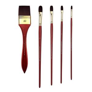 lot 1642 image: rubens Acrylic Filbert Paint Brushes Set, 5 Pcs Professional Paint Brushes Set, Long Wooden Handles Artist Brushes Nylon Bristles with Filbert, Wide Flat for Acrylic Oil Gouache Watercolor Painting - Retail $36