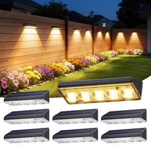 lot 1646 image: KOOPER Solar Fence Lights Outdoor Waterproof, 8 Pack Warm White & 9 Fixed Colors & Color Changing Fence Lights Solar Powered, Solar Lights Outdoor Fence for Outside Backyard Railing Patio Wall Deck - Retail $39