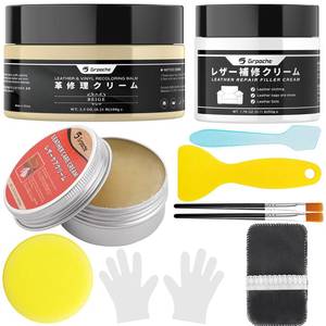 lot 1648 image: Leather Recoloring Balm Beige, Mink Oil Leather Conditioner & Leather Filler Cream, Leather Repair Kit for Furniture,Vinyl Repair Kit Restore Couches, Car Seats, Purse, Scratch, Peeling, Burn Holes - Retail $15