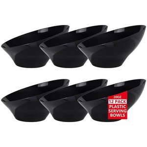 lot 1677 image: bUCLA 8 Pack Black Plastic Serving Bowls - 20 OZ Angled Bowls Disposable for Chip,Candy,Salad and Fruit - Ideal for Wedding, Party & Graduation - Retail $20