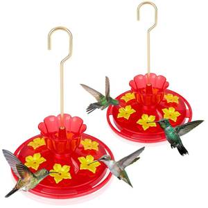 lot 1684 image: Plastic Hummingbird Feeders for Outdoors Hanging Ant and Bee Proof, 2 Pack 7 OZ Hummingbird Feeder with 6 Feeding Ports and Perches, Built-in Ant Moat, Easy Clean Refill for Garden D�cor(Plastic, 2) - Retail $7