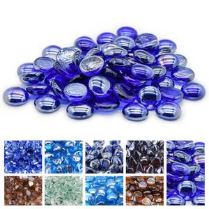 lot 1698 image: GasSaf Blue Fire Glass Beads for Outdoor Fire Pit, Fireplace, Replaces Existing Gas Logs & Lava Rocks, 34 Inch Glass(10 Pound)(Cobalt Blue) - Retail $26