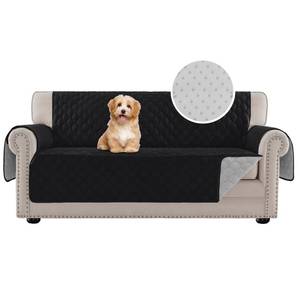 lot 1699 image: PrinceDeco Sofa Cover Couch Cover for Dogs Water Repellent Furniture Protector for Pets Couch Cover for 3 Cushion Couch Non-Slip Rubber Backing Cover Seat Width to 68(Sofa, Black) - Retail $41