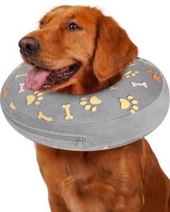 lot 7349 image: Didopet Inflatable Dog Pillow Cone Collar After Surgery, Donut Soft Neck Cone for Golden Retriever & German Shepherd Extra Large Dogs, etc, Recovery E Collar to Stop Licking Paw - Retail $27