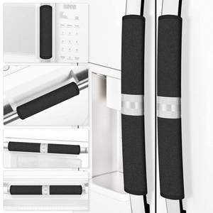 lot 7411 image: ELCOOR Refrigerator Door Handle Covers, Set of 6, Keep Your Kitchen Appliance Clean from Food Stains, Smudges, Drips, Oil, Washable and Form-Fitting, Protector for Fridge, Ovens, Dishwashers (Black) - Retail $15