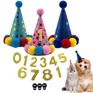 lot 7419 image: Arogheiz 35Pcs Small Cats Dogs Birthday Hats Set Kitten Puppies Party Decoration Hats Grooming Accessories (3 Pcs Classic Style) - Retail $10