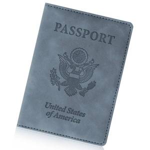 lot 7426 image: Passport Holder for Travel Essentials,RFID Blocking Passport Cover Wallet Card Case for Women and Men (Navy Gray) - Retail $9