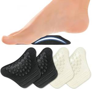lot 7427 image: Dr. Woofeet Arch Support Inserts Women - 3 Height Options for Flat Feet & Plantar Fasciitis Relief - Trimmable Breathable Non-Slip Grid, Hidden in Heels & Sandals (Black & Beige, 2 Pairs, Med Arch) - Retail $14