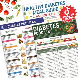 lot 7435 image: HAMIEW 3 Pack Diabetes Food List and Meal Planner Know Exactly What to Eat, Diabetic Cookbook 400 Foods GI Net Carbs Serving Size, 100 Meal Ideas, 28 Recipes for Beginners Type 1 2 Prediabetes - Retail $16