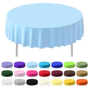 lot 7436 image: CC-SLZP 3 Pack Plastic Table Cloth Round 84 inch Plastic Tablecloth Disposable Round Cover Leakproof for Parties, Picnic, Camping, Birthday - Retail $7