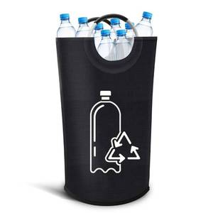 lot 7437 image: 82L Recycling Bin for Kitchen Recycling Bag,Foldable Deposit Bottles Collection Container,Oxford Cloth Storage for Bottles,Cans,Plastic&Glass Heavy Duty,Waterproof Home,Kitchen,Garage,Black - Retail $15