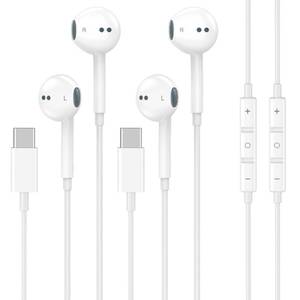lot 13578 image: Apple MFi Certified USB C Headphones Wired for iPhone 17 16 15, 2 Pack Type C Earphones with Microphone & Remote Control Noise Cancelling Wired Earbuds for iPhone 17 16 15 Pro Max, iPad Pro, Galaxy - Retail $10