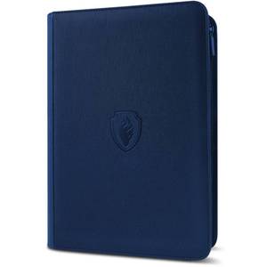 lot 13585 image: Premium Zip Card Binder, Fabmaker 9 Pocket Trading Card Binder, PU Cover Zipper Card Collection Album, Sturdy 360 Side-Loading Card Folder Holder for Game & Sports Cards, Navy Blue - Retail $30