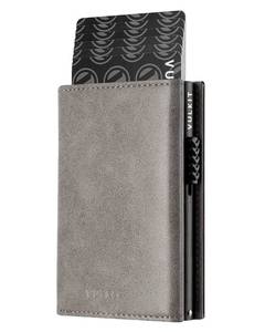 lot 13595 image: VULKIT Card Holder Wallet with Coin Pocket Magnetic Closure Pop Up Cards With ID Window Leather Wallet for Cash & Credit Cards, Grey - Retail $30