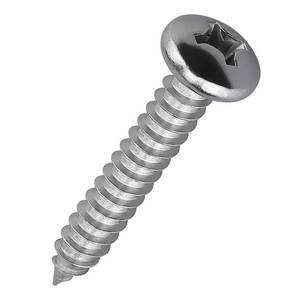 lot 13596 image: #10 x 1-14 (50 Pack) Stainless Steel Phillips Pan Head Wood Screws, Stainless Steel 304 (18-8), Pan Head Sheet Metal Screws Self Tapping for Wood - Retail $8