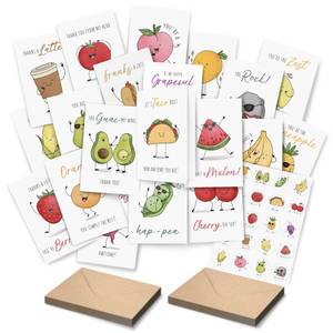 lot 13600 image: Premium Funny Thank You Cards, Teacher Appreciation Cards with Envelopes, Cute Thank You Notes for Kids Student, Set of 20 Blank Notecards with Kraft Envelopes & Matching Stickers, Graduation Gift - Retail $8