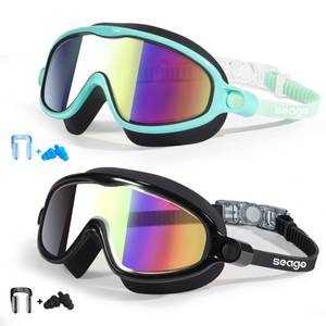 lot 13601 image: Kids Goggles for Swimming 2 Pack No Leaking Anti-Fog Outer Eye Fit with Wide View UV Protection Crystal Clear Watertight Swim Goggles with nose cover Suitable for Children Youth Boys Girls Age 3 to 14 - Retail $14