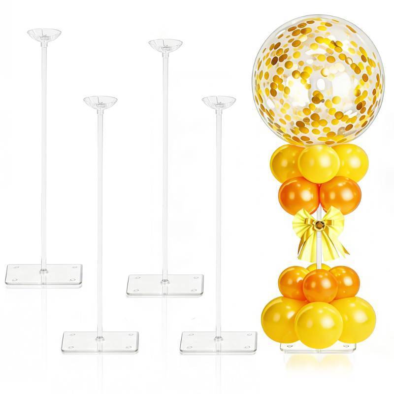 lot 1248 image: JOYYPOP 4 Sets Balloon Stands for Table 15.75 Inch Clear Adjustable Balloon Centerpieces for Tables Reusable Balloon Holder Sticks for Graduation Wedding Baby Shower Birthday - Retail $14