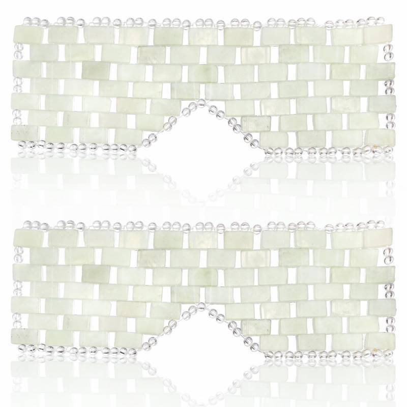 lot 13134 image: ZOOFOX 2 Pieces Jade Eye Mask, Green Jades Stone Cooling Sleep Eye Masks, Weighted Facial Mask with 100% Real Jade for Hot and Cold Therapy to Eliminate Wrinkles, Puffiness, Irritation and Anti Aging - Retail $16