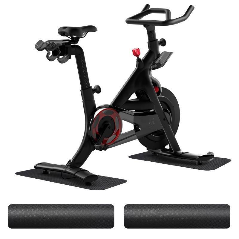 lot 15139 image: 2-Pack Bike & Rowing Machine Mat for Carpet & Hardwood Floors, Compatible with PelotonYosuda, Anti-Slip Floor Protector Pad, Noise & Vibration Dampening - Retail $22