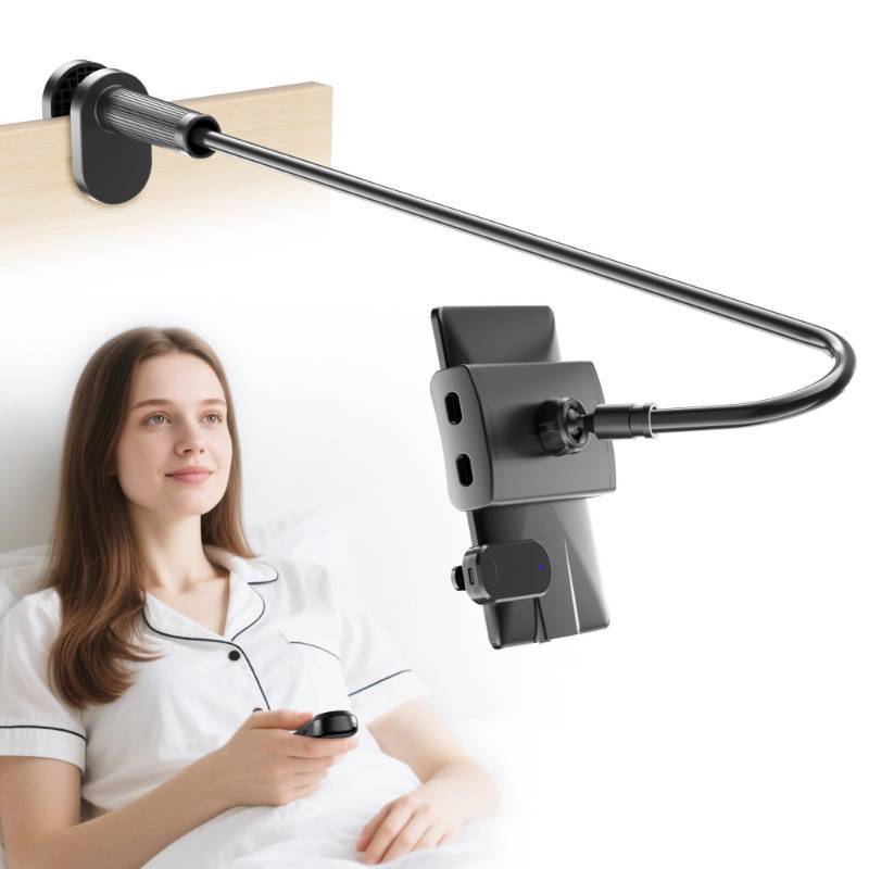 lot 1089 image: Kefotic Gooseneck Tablet Holder for Kindle Reading in Bed with Page Turner Remote, Hands Free Desk Bedside Lazy Arm Stand for Kindle Accessories, Gifts for Readers - Retail $40