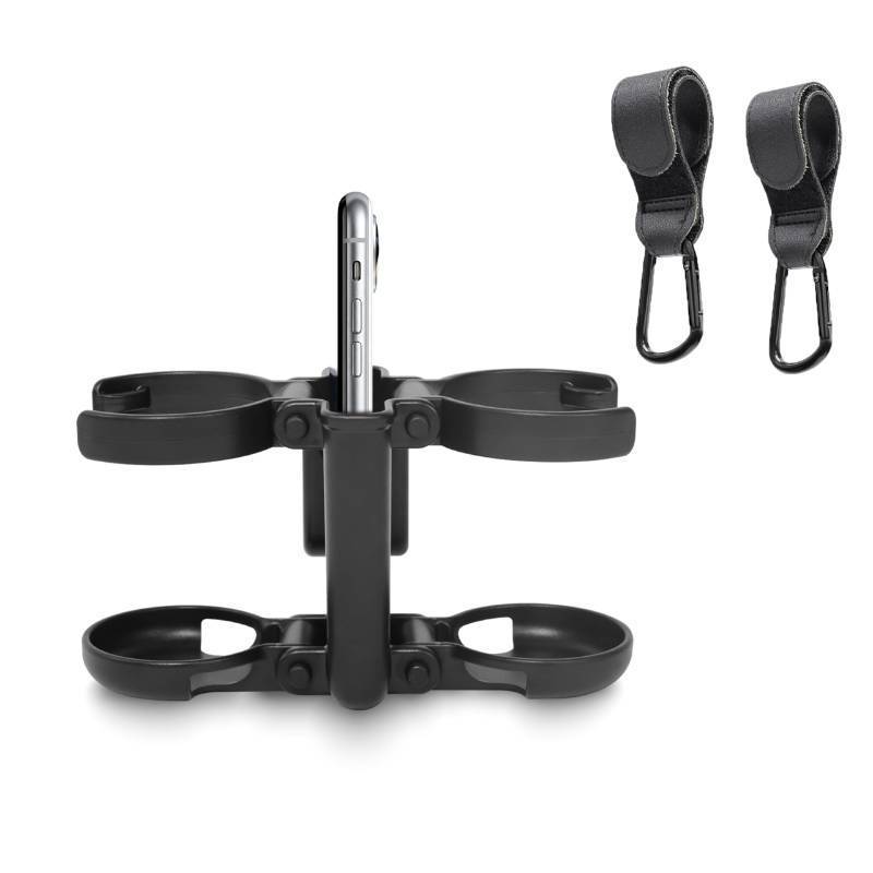 lot 1105 image: Baby Stroller Cup Holder with Hooks Phone Holder Baby Travel Essential Universal Stroller Accessories Attachment Bike Wheelchair - Retail $11