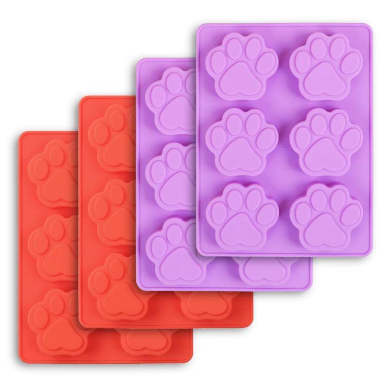 lot 13073 image: Cozihom Puppy Dog Paw Silicone Molds, Food Grade, for Chocolate, Candy, Pudding, Jelly, Dog Treats. 4 Pcs - Retail $8