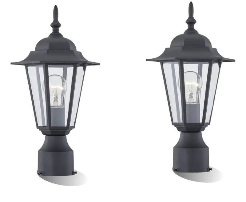 lot 60586 image: WISBEAM 2 Packs Outdoor Post Light, Pole Lantern, E26 Base 60W Max, Aluminum Housing Plus Glass, Wet Location Rated, ETL Qualified, Bulbs not Included, Black - Retail $36
