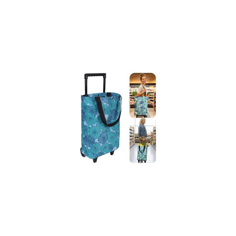 lot 7050 image: Rolling Shopping Bag, Small Shopping Cart with Wheels,Collapsible Portable Waterproof Tote for Market & Grocery Runs Gift for Women & Seniors (Flower) - Retail $114
