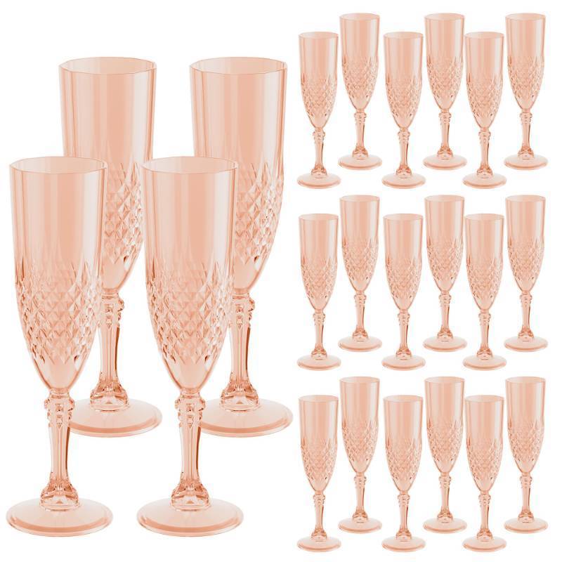 lot 1139 image: HTTBEIZI Plastic Champagne Flutes 7oz, Reusable Drinking Glasses Cups Goblets Shatterproof Unbreakable, for Wedding Party Mimosa Bar (24, Rose Gold) - Retail $28