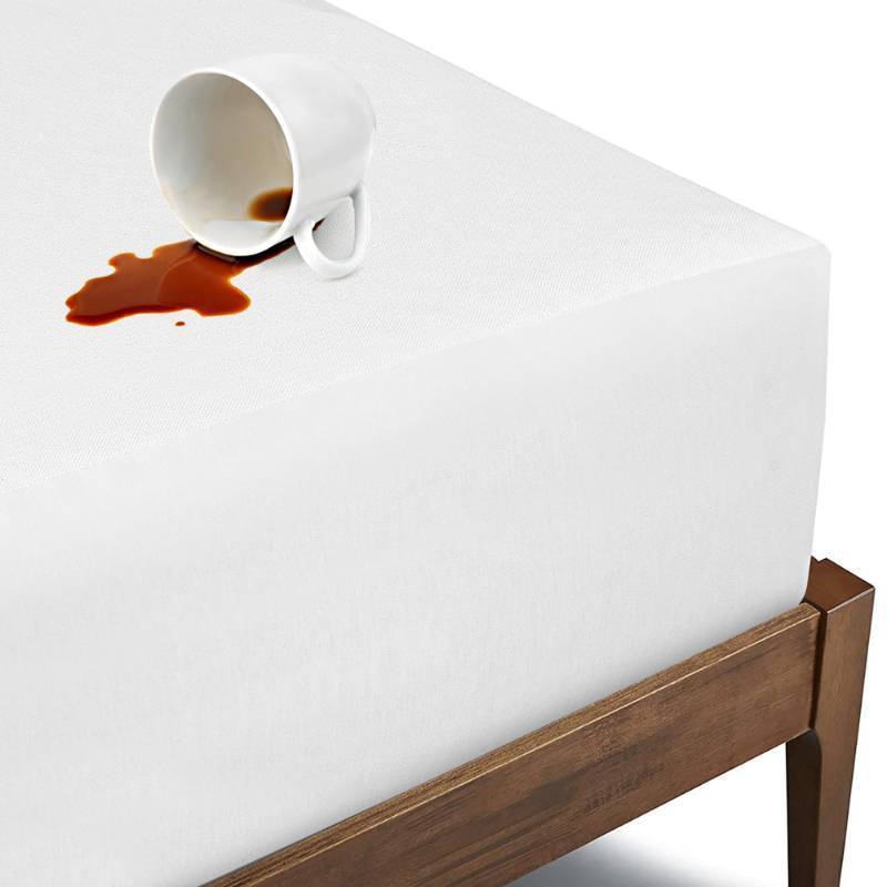 lot 15048 image: Bioweaves Organic Waterproof Mattress Protector GOTS Certified Organic Cotton King Mattress Cover with Breathable Piqu Weave top Layer 20 Inch Deep Pocket, White - Retail $79