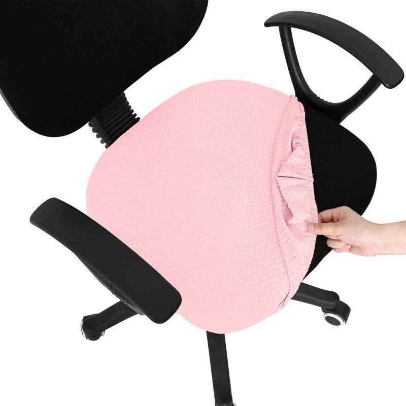 lot 7104 image: Smiry Stretch Jacquard Office Computer Chair Seat Covers, Removable Washable Anti-dust Desk Chair Seat Cushion Protectors - Blush Pink - Retail $19