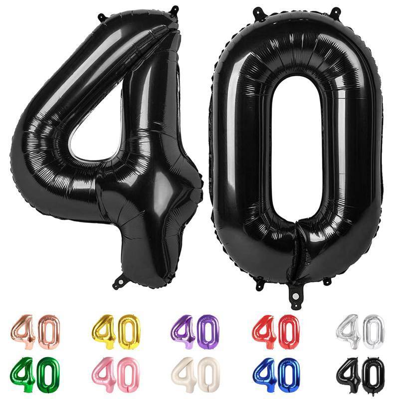 lot 7169 image: Number Balloons 40 In 40 Numbers, 40th Birthday Decorations for Women Men, Black Birthday Party Decorations Big Balloons for Wedding, Celebration Party, Graduations - Retail $6