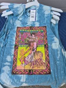 lot 163 image: ASSORTMENT OF 12 SIZES - NEW - Janis Joplin Tie-Dye Tank Top with Graphic Print - Retail $0