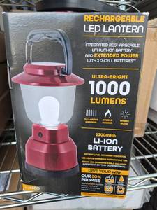 lot 179 image: EcoScapes Rechargeable LED Lantern 1000 Lumens Red - Retail $0