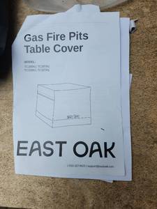 lot 216 image: East Oak Gas Fire Pits Table Cover TC28BK1 TC28TA1 TC32BK1 TC32TA1 - Retail $0