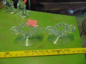 lot 4669 image: Clear Glass Candle Holders
