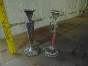 lot 4698 image: Pair of Metal Candlesticks
