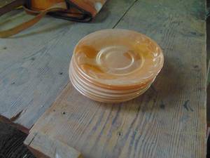 lot 4713 image: Peach Luster Saucers - Fireking