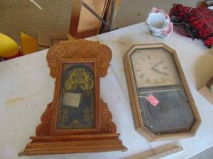 lot 4763 image: Pair of Clocks - One for parts only - Nice Case  - -