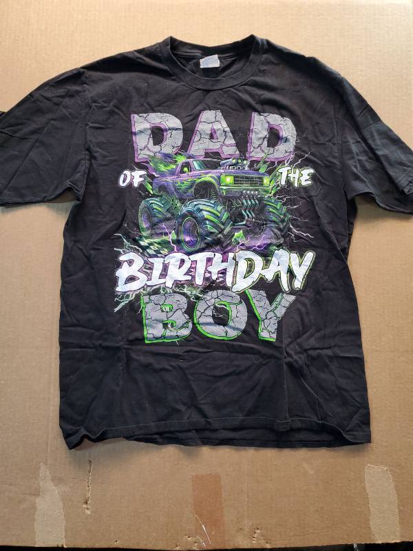 lot 27741 image: Dad of the Birthday Boy Monster Truck T-Shirt L - Retail $12
