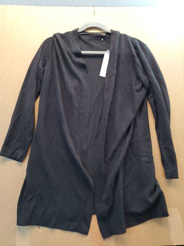 lot 27676 image: Black Open-Front Knit Cardigan M - Retail $18