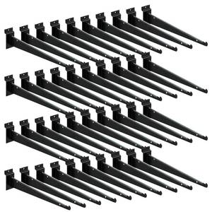 lot 63795 image: 36pcs 12 Inch Slatwall Shelf, Heavy Duty Slat Wall Shelf Brackets with Lip Floating Slatwall Accessories for Garage Slat Panels Shelving Display (Black) - Retail $60