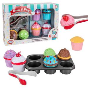 lot 63815 image: Popular Playthings Magnetic Bake & Play Cupcakes Toy Set, Pretend Cupcake Kitchen Kit for Kids, Gifts for Toddler Girls - Deluxe - Retail $35