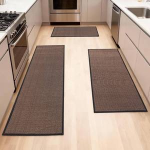 lot 63823 image: Kitchen Mat Set of 3 Non-Slip, Super Absorbent Microfiber Rugs for Sink & Stove Machine Washable Floor Mats (Black, 17.3 x 30  17.3 x 47  17.3 x 60) - Retail $33
