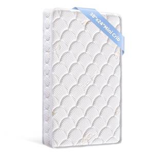 lot 63824 image: Mini Crib Mattress - 38x24x4 Inch- Dual Sided with Firm Support and Comfort Foam- Breathable, Quiet and Odorless, Fits Most Mini Cribs (Does Not Fit Playard or Standard Crib) - Retail $43