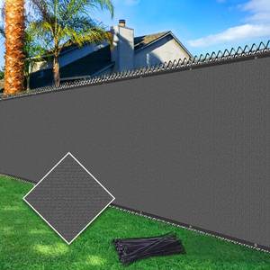 lot 63830 image: 4X50 Fence Privacy Screen Heavy Duty 170 GSM Windscreen & Dustproof Fabric Privacy Screen Covering Mesh Fencing for Outdoor Patio, Balcony, Pool Deck, Dark Grey - Retail $52