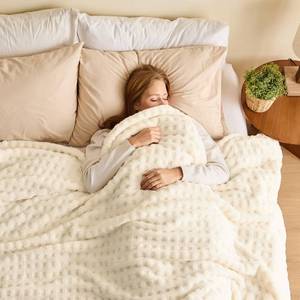 lot 63851 image: Super Soft Queen Blanket Ivory Premium Silky Flannel Fleece 3D Waffle Checkered Lightweight Bed Blanket All Season Use (Ivory, Queen(90x90)) - Retail $30