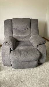 Signature by Ashley Gray Upholstered Recliner Chair with Padded Armrests